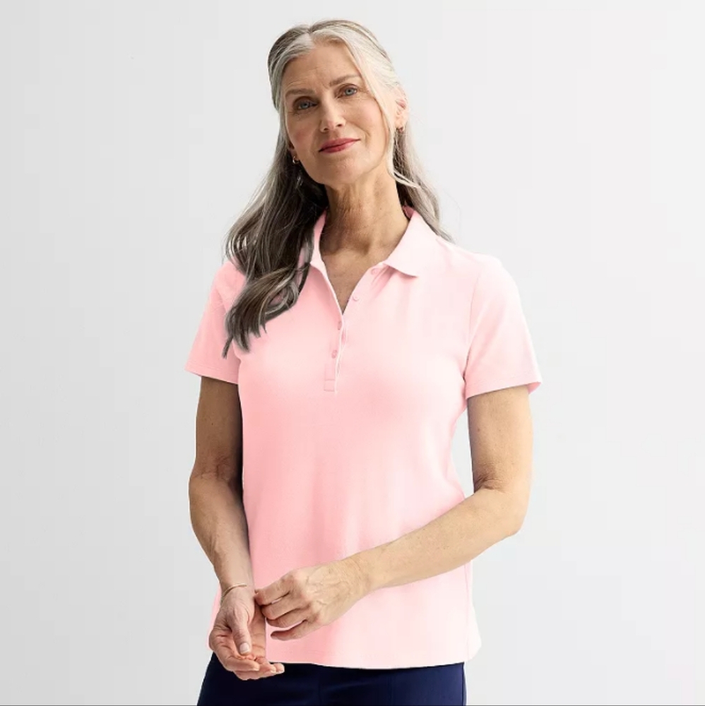 NWT Croft & Barrow The Classic Polo Pink T-shirt Top XXL